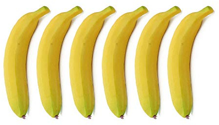 Künstliche Bananen, realistisch aussehend, Kunststoff, Bananen, Dekoration, Früchte, 6 Stück
