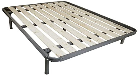 Rete matrimoniale a doghe verticali ortopedica 160 x 190 cm, dotata di Tavole in Legno massello da 9cm, con telaio in metallo, cinque piedi e triplo supporto anche per pesi importanti