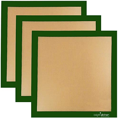 Set of 3-14 x 14 -Silicone Re-Usable Non-Stick Ultra Premium Dehydrator Sheets Compatible With Excalibur Silpat Tray Liner Flex Fruit Leather Roll Up Jerky Oven Baking Mat
