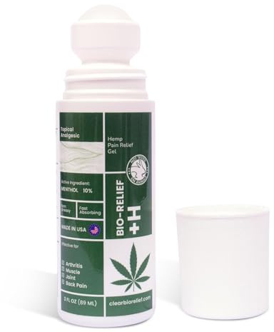 BIO-RELIEF Fast-Acting Hemp Pain Relief Roll On - Highly Effective, Cool & Topical Pain Relief Extra Strength for Arthritis, Muscle, Joint & Back – Easy Roll On Maximum Strength
