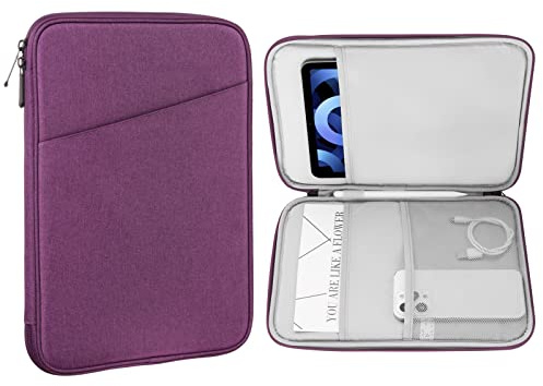 MoKo 9-11 Zoll Tablet Sleeve Tasche, Passend für 11inch iPad Air M3, iPad A16 2025, Pro 11 M4, iPad 10/9/8/7th, Galaxy Tab S9/S8/A8/A7, Schutztasche mit Tasche, Violett
