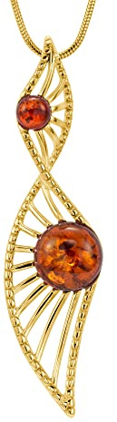 Copal Damen Halskette Mit Spiralen-Anhänger Aus Goldplattiertem Silber Und Baltischem Bernstein