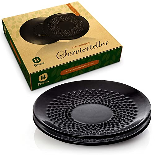 Bonvivre Dessertteller aus emailliertem Gusseisen Ø 15 cm - 2er Set - Kuchenteller Untersetzer Untertasse im asiatischen Stil