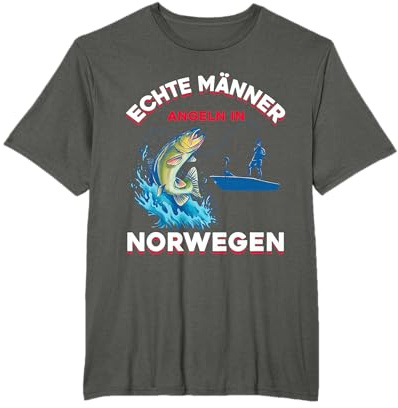 Norwegen Angler Geschenke Echte Männer Angeln In Norwegen T-Shirt Schwarz Kurzarm Klassisch T-Shirt