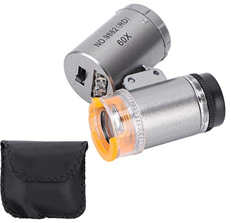 Taschenmikroskop Digitales Handmikroskop 60-fache Vergrößerung 2 LED-Leuchten 1 -Licht Breite Anwendung Tragbares Mikroskop aus Strapazierfähigem ABS-Acryl