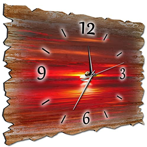 Bilder-Manufaktur BM Holz Funk Quarz Quarzwanduhr Wanduhr Funkwanduhr Funkwanduhren Funkuhr Funkuhren kein Ticken lautlos geräuschlos leise ohne Tickgeräusche groß XXL H3a-10236-quarz