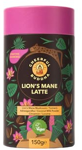 Cheerful Buddha Superfood Lion's Mane Latte - A Delicious Caffeine-free Alternative to coffee | Boosted with Superfoods | No Jitters | No Sugar | Turmeric latte |150g