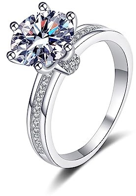 Aotiwe Ring Silber 925 Damen, Freundschaftsringe Beste Freundin Runde Halbe Ewigkeit Weißgold mit 9mm Weiß Zirkonia Größe 53 (16.9)