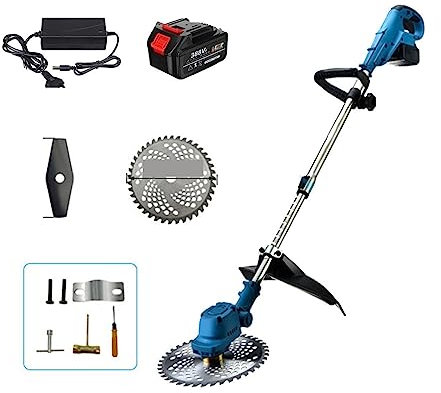 2000 W 9 pulgadas sin escobillas eléctrico cortacésped inalámbrico cortasetos ajustable herramientas de poda de jardín (color: con 1 juego de batería, tamaño: W)