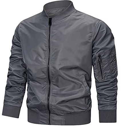 KJDWJKJRF Combinaison en cuir pour homme - Fermeture éclair - Veste de loisirs - Veste de sport matelassée - Col montant - Veste polaire légère - Avec capuche - Veste courte - Veste d'été, a gris, M