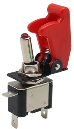 MURVE Interruttore a levetta illuminato a LED per auto, barca, camion, con protezione di sicurezza per aerei, rosso, blu, verde, giallo, bianco, 12 V 20 A (colore: rosso scuro)