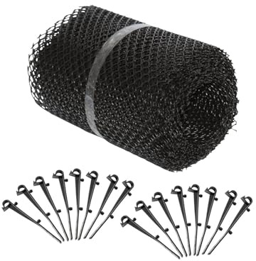 Grillage Gouttière 8m Plastique Noir Anti Feuilles avec 15 Clips Fixation | Plastique Polypropylène Résistant, Anti Feuilles Et Débris, Pour Toit Et Garage, Crapaudine Protege Gouttiere, Maille Découpa