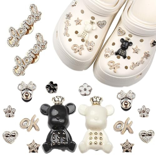 BSITSSS 16PCS Pins pour Crocs Accessoires de Chaussure en Strass, Décorations de Chaussures de Bricolage pour Femmes, Breloques de Chaussures pour Sabots Ornements de Chaussure Bricolage