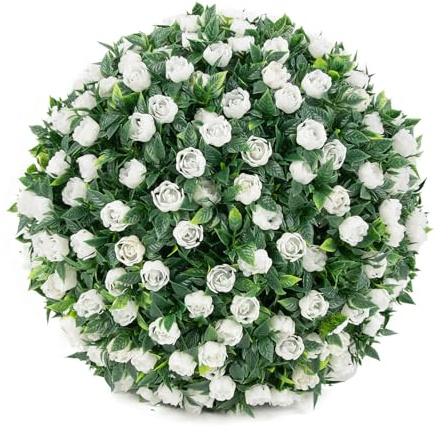 RUANLOV Buchsbaumkugeln KüNstlich, Naturgetreue Kunstpflanze Buchsbaumkugel, Wetterfeste Buchsbaumkugel für Hochzeit, Robuste KugelföRmige Gartenpflanzen, Moderne Gartendekoration (F 40cm/15.7in)