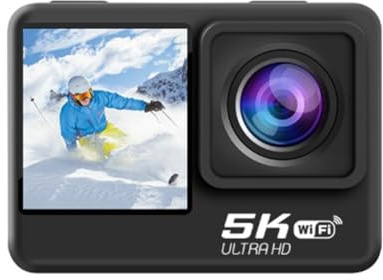 Qerwsdty 1 Set Doppio Schermo 170° Fotocamera HD Portatile per Immersioni Subacquee Mini Fotocamera Impermeabile Anti-Vibrazione in Plastica