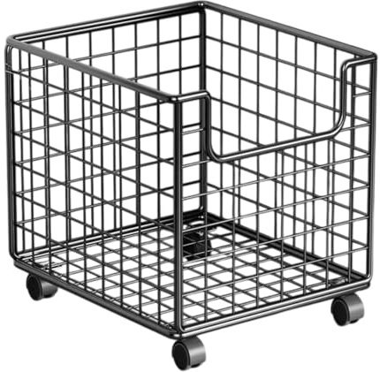 JISADER Carrito De Almacenamiento De Cocina De 2 Niveles, Cesta De Alambre Metálico Negra con Ruedas, Ahorra Espacio, Tamaño 40x44x28cm, Adaptable para Cocina, Dormitorio, Baño