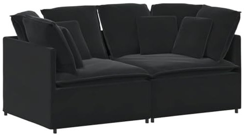 vidaXL Modulsoffa med kuddar sammet svart, sektionssoffa, modulär sektions, sammet sektion, modulär sektionssoffa, modern soffa, familjevänlig soffa