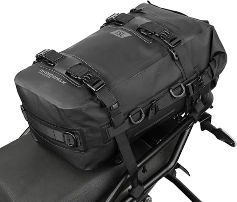 abamita Rhinowalk Motorcycle Tail Bag Waterproof Motorbike Side Bag 15L Motor Saddle Pannier Bag Rear Rack Trunk Professional Motor Accessories-Black