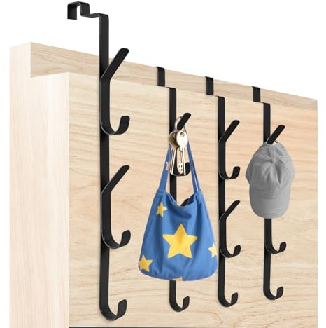 Tahbarshi 4 Stück x 5 Haken Türhaken zum Einhängen, Türgarderobe zum Einhängen, Edelstahl Türhaken Innenseite, Platzsparende Kleiderhaken Tür, Garderobe Tür