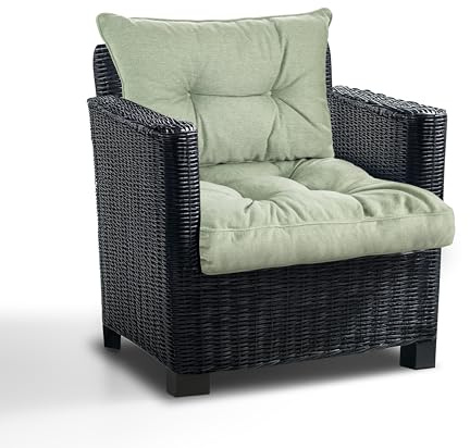 Best Wool Lounge Kissen für Rattan Gartenmöbel Set - Loungekissen für Stuhl - Hochwertiges Polypropylen - Inkl. Sitzkissen 60x60 + Rückenlehne 60x40