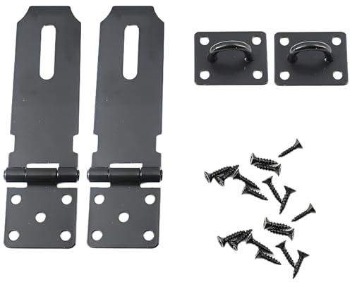 2 Pcs Hasp and Staple Heavy Duty with 18 Screws, Shed Door Lock Latch for External Doors Padlock Hasp for Windows, Cabinets, Pet Cages, Shed Latch Lock