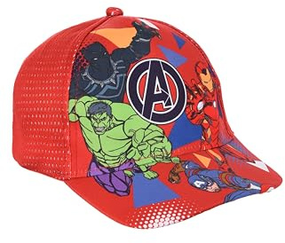 Marvel Avengers Casquette de Baseball Design Hulk, Black Panther, Iron Man et Captain America pour Enfants, Cadeau pour Garçons et Adolescents (FR/ES, Numérique, 53, Rouge)