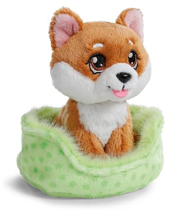 NICI Peluche cane Shiba Inu 12 cm nel cestino - marrone