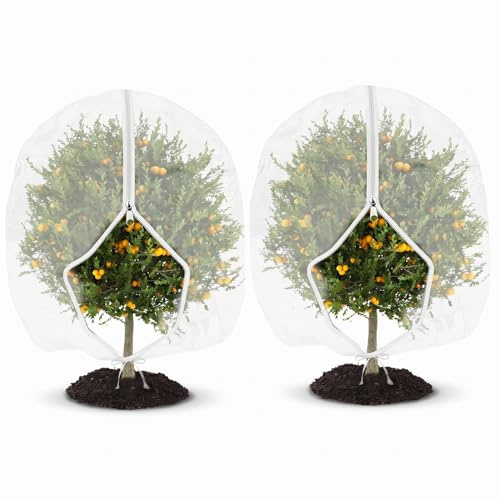 2PCS Fruit Tree Netting Bird Protection with Zipper, Bird Netting for Garden, Insect Mesh Net with Drawstring, Plants Fine Mesh Cover Nets for Vegetables Fruit Strawberry Bush (180x200cm)