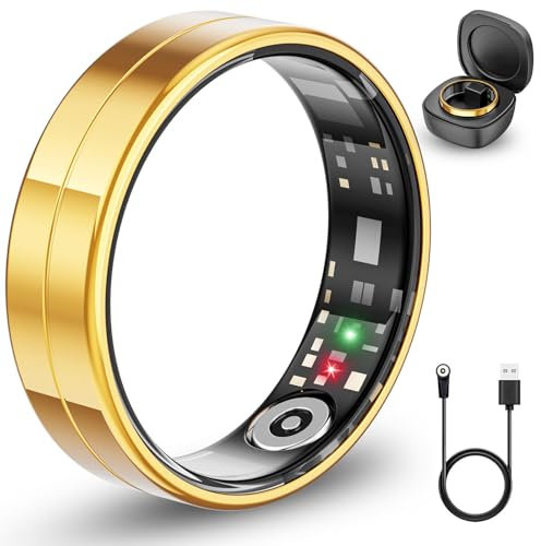 Mingtawn 2025 Neuer ultradünner Smart-Ring, überwacht 24/7 Herzfrequenz, SpO2, Schlaf, Körpertemperatur usw. Ringe für Männer und Frauen, Keine Abonnementkosten, Android iOS (Gold Größe 9)