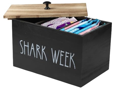 ZoeQide Binden Aufbewahrung Badezimmer Holz Schwarz 3 Fächer Tampon Box | Slipeinlagen Box für Hygieneartikel und Wattepads mit Deckel, praktische Organisation für Badezimmer und Schminktisch