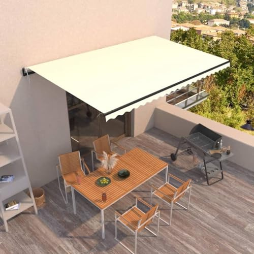 Festnight Elektrische Markise 500x350 cm Gelenkarmmarkise 350 Breit Automatisch Gelenkmarkise mit Handkurbel Kassettenmarkise Elektrisch Sonnenmarkise Terrasse Terassenmarkise Außen