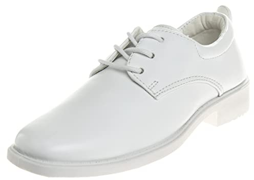 Josmo Boys Dress Shoes Casual Fashion - Classic Laceup Oxford Dress Formal Shoe - White Shine (Size 3 Big Kid)
