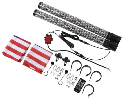 ERYUE Luce Whip a LED RGB a Spirale, 279 LED RGB, Illuminazione a 360 °, 300 Motivi, 366 modalità, 32 Livelli di luminosità, Impostazioni a 10 velocità per la (2 piedi con bandiera)