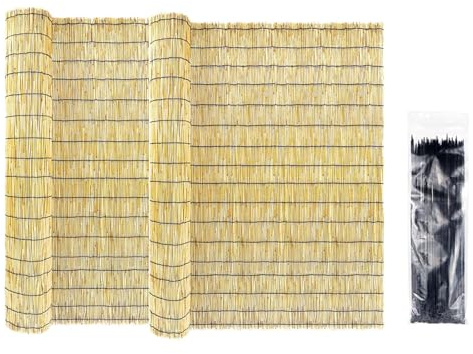 Clôture décorative de terrasse - Lattes naturelles pour jardin, balcon et fenêtres - Facile à couper - Bloque le vent - 130 x 300 cm (H x L)