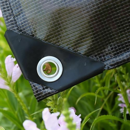 Lona transparente impermeable de 0,35 mm, resistente, con ojales, para uso en exteriores, invernadero, jardín, cubierta de suelo, disponible en tamaños de 1 x 6 m, color negro, 2,5 m a 6 m