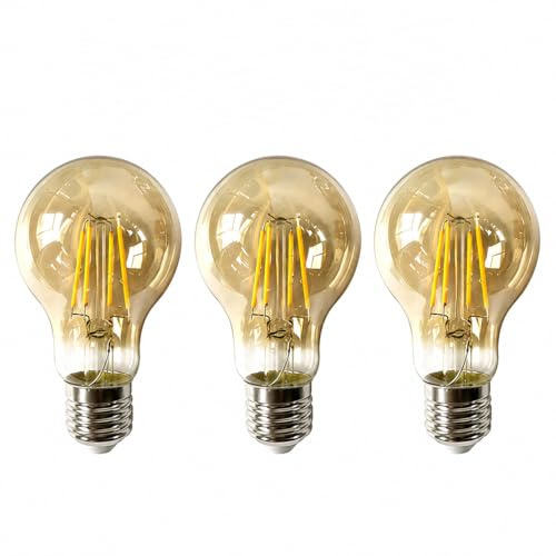 Linqzxz A60 E27 Vintage LED Glühbirne 10W 2300K Warmweiß,3 Stück | Goldglas, 1210 lm, CRI>80, 360° Rundumlicht, flimmerfrei,nicht dimmbar,ideal für Wohnzimmer, Café, Bar und Restaurant
