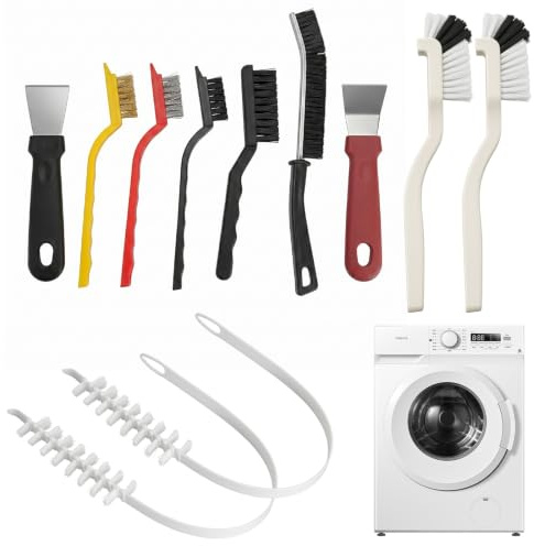 Juego de 13 cepillos de limpieza para lavadora, cepillo de limpieza para grietas, cepillo para juntas de goma, cepillo de limpieza de tambor para cocina, baño, desagüe, lugares estrechos