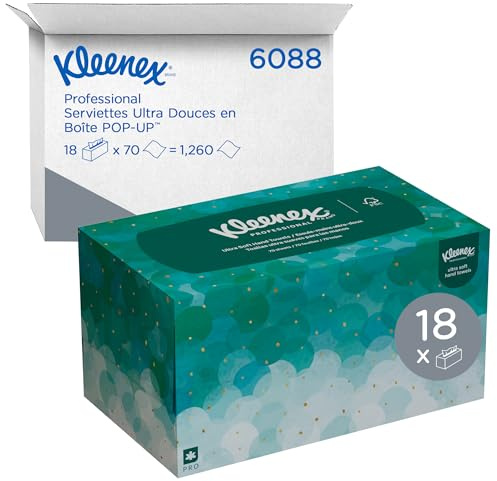 Kleenex Professional Ultra Soft Paper Hand Towels, Bulk (11268), Pop-Up Box, Absorbent, White (18 Boxes of 70 Sheets, 1,260 Sheet Total)