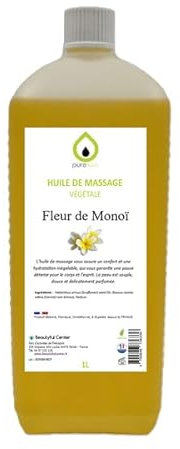 Pflanzliches Massageöl mit dem Duft der Monoi-Blume, 1 Liter.