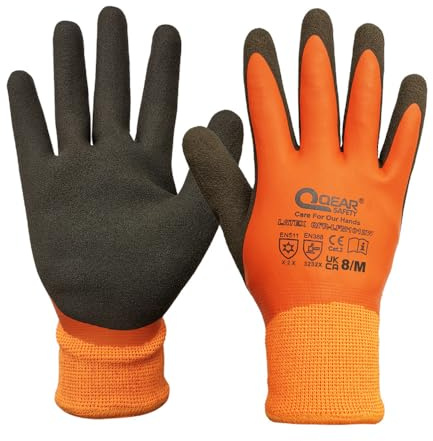 Thermo-Arbeitshandschuh, kälte- und wasserresistenter Handschuh, Latex-Vollbeschichtung und sandfarbene Handfläche (7/S)