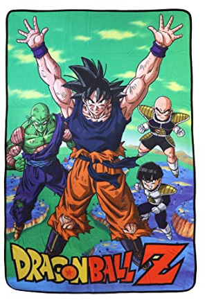 Dragonball Z Fleece Decke Goku, Piccolo, Gohan, Krilin bunt, Bedruckt, ca. 100 x 150 cm.