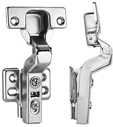Luokim 4pcs Professional Grade Inset Soft Close Cabinet Hinges Frameless Concealed Cabinet Door Hinges European Soft Closing Four-Hole Mounting Plate Hinges Nickel Plated Finish