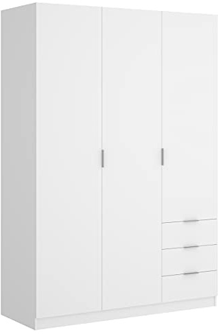 DEKIT GRUPO RIMOBEL Armario Ropero 3 Puertas Y 3 Cajones - Blanco - 121X184X52 Cm