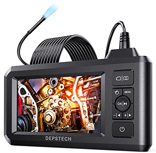 DEPSTECH 5.5mm Industrial Endoscope, 1080P Digital Borescope Inspection Camera with 4.3 Screen, IP67 Waterproof Snake Camera with Lights,16.5FT Semi-Rigid Cable, 32GB Card &Photo Capture,Helpful Tool