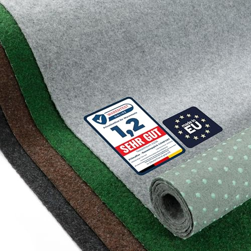 Primaflor Rasenteppich | Hell-Grau, 1,33m x 7,00m | Comfort | UV-stabil & schnelltrocknend | Mit Noppen | Kunstrasen-Teppich für Balkon, Terrasse & Poolbereich | Outdoor Bodenbelag | Balkonteppich
