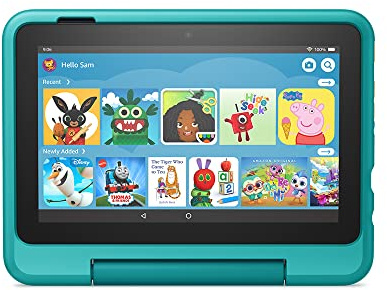 Kindgerechte Hülle für das Fire 7-Tablet (nur kompatibel mit der 12. Generation, 2022), für Kinder ab 6 Jahren, blaugrün
