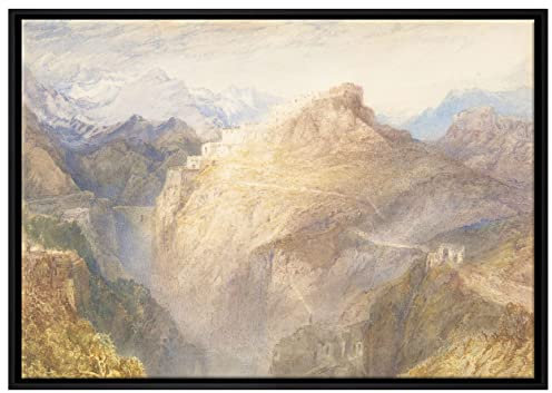 Pixxprint William Turner - Fort of L'Essillon Val de la Maurienne Leinwandbild 100x70 cm im Bilderahmen, Wandbild, Schattenfugenrahmen, Kein Poster