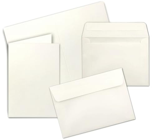 25x Faltkarten Set DIN A6 / C6 - Doppelkarten mit Umschlägen - Naturweiß (Weiß) - 14,8 x 10,5 cm (105 x 148 mm) - Haftklebung mit Abziehstreifen