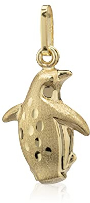 NKlaus Kettenanhänger Pinguin, 333 Gelbgold, diamantiert, 16,4 mm, 1 Stück | 333 Gelb Gold 8 Karat; Matt; 16,4 x 9,8 x 4,5mm; 4,4mm; 2,6mm; gold anhänger pinguin; pinguin charm gold