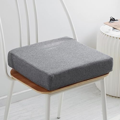 Cojín de espuma viscoelástica extraíble 5/8 cm, antideslizante para silla de comedor, jardín, oficina, cocina, 50x50x8 cm, gris oscuro